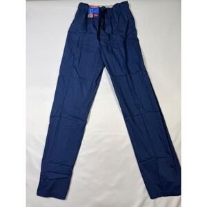 Hanes Mens Stretch Woven Sleep Pant Navy Blue Elastic Drawstring Button Fly S